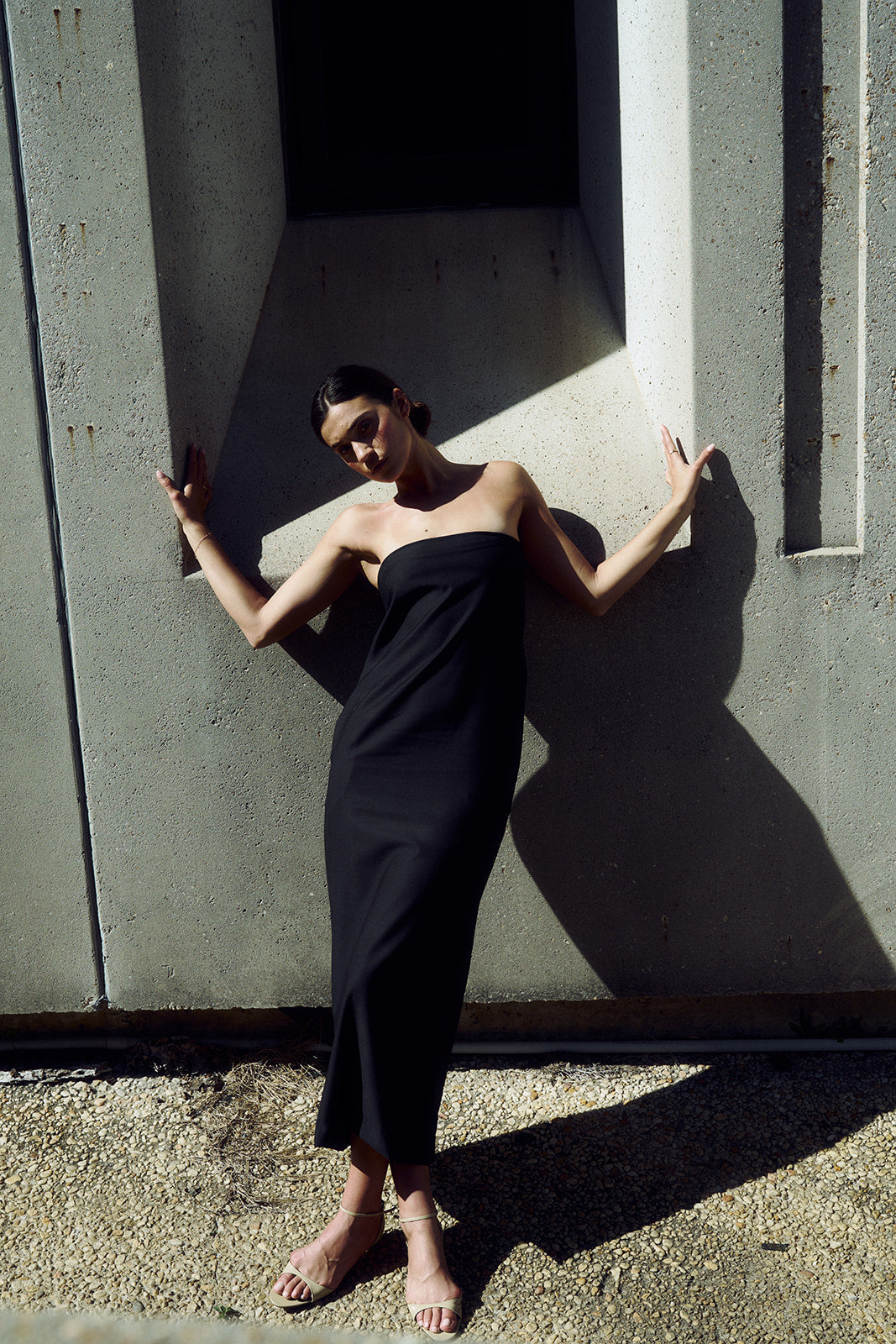 Bridget Strapless Dress in Ivory Shaniko Wool