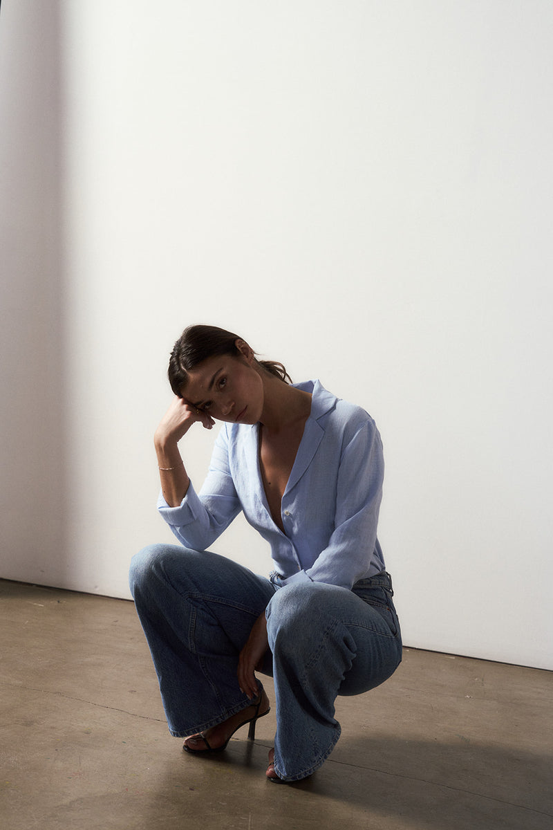 Hutton Button Front Linen Shirt