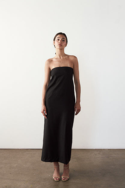 Bridget Strapless Dress in Tropical Wool