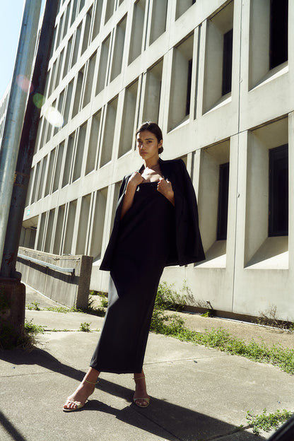 Bridget Strapless Dress in Tropical Wool