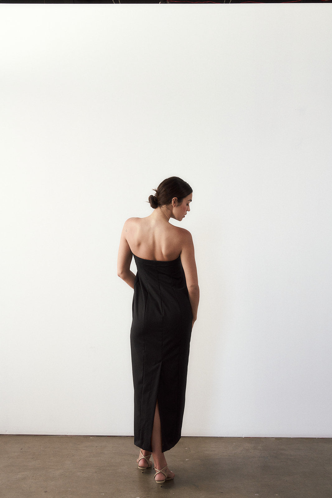 Bridget Strapless Dress in Tropical Wool