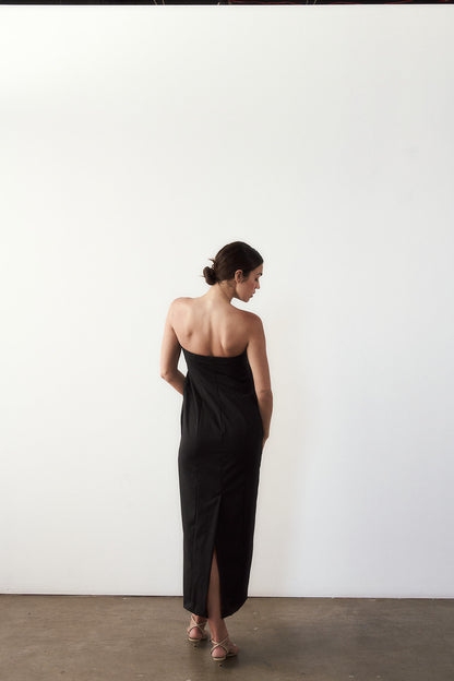 Bridget Strapless Dress in Tropical Wool