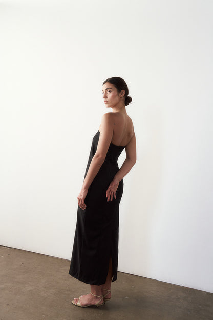 Bridget Strapless Dress in Tropical Wool