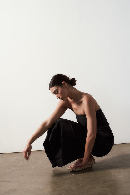 Bridget Strapless Dress in Tropical Wool