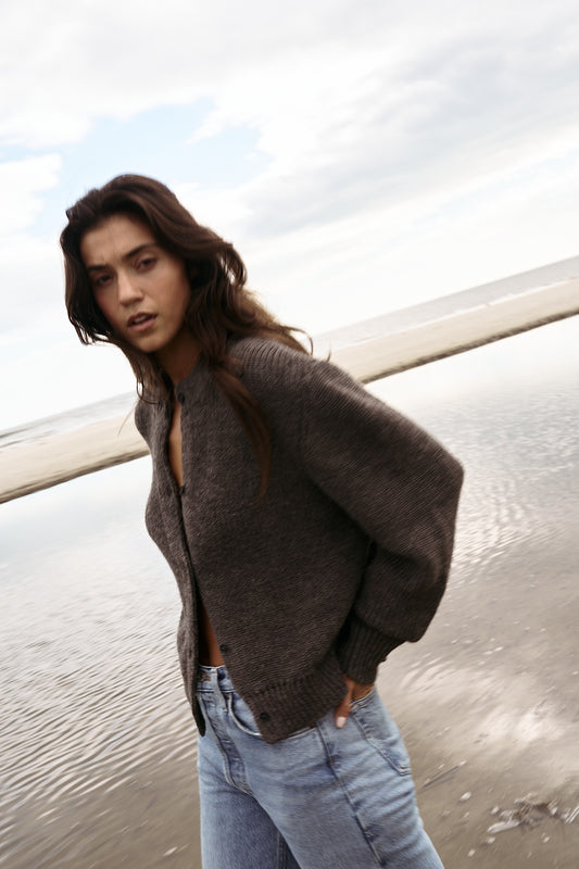 Rose Cardigan in Regenerative Domestic Wool + Alpaca