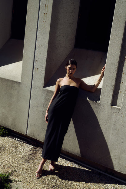 Bridget Strapless Dress in Tropical Wool