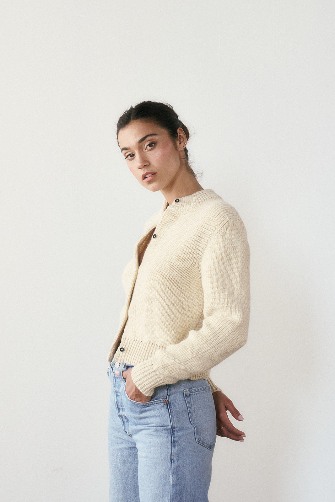 Rose Cardigan in Regenerative Domestic Wool + Alpaca