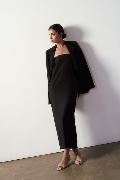 Bridget Strapless Dress in Tropical Wool