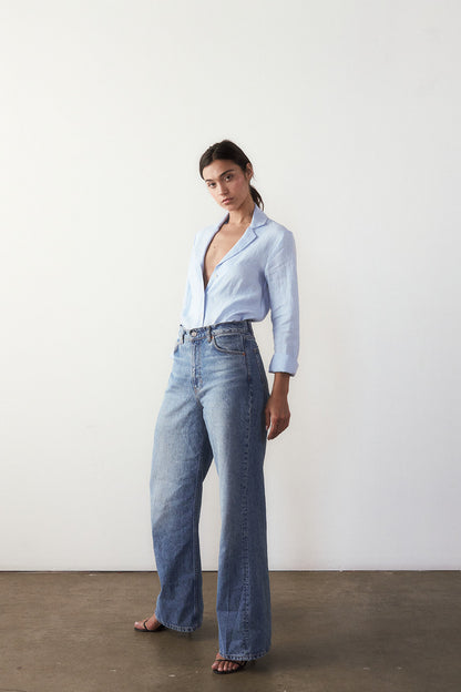 Hutton Button Front Linen Shirt