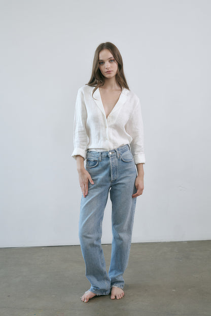 Hutton Button Front Linen Shirt