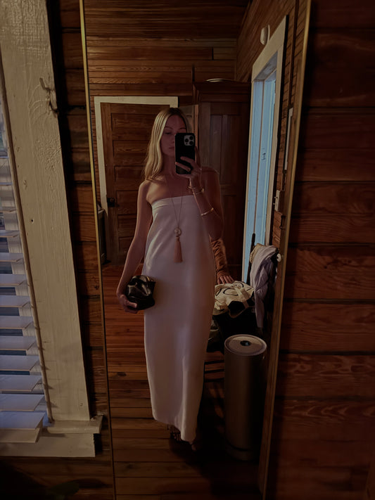 Bridget Strapless Dress in Ivory Shaniko Wool